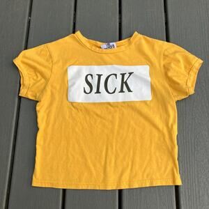 The Ragged Priest yellow graphic baby tee Sick, streetwear